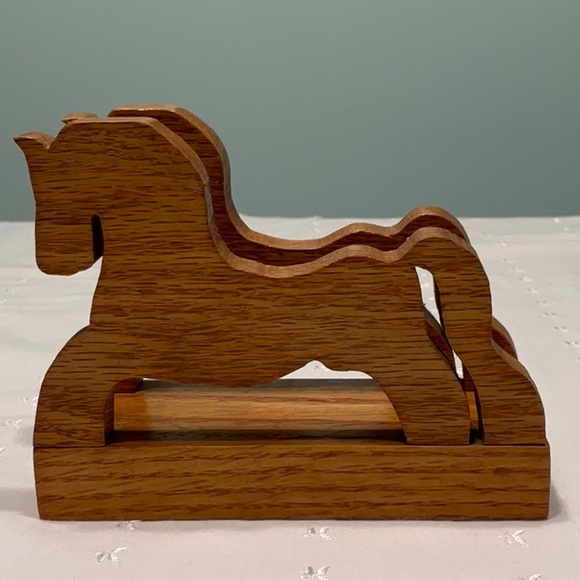 Hand Crafted Other - Wooden Oak Horse Napkin Holder Handmade